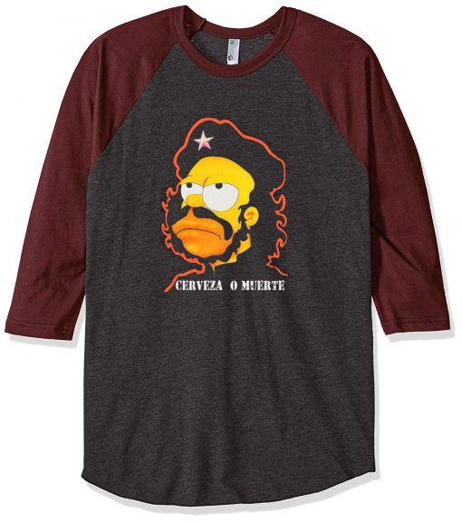 Homer Simpson Cerveza O Muerte Grey Brown RaglanT shirts