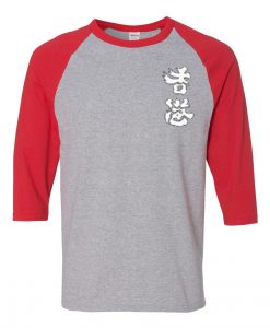 Hong Kong Cheer Up Grey Red Raglan T shirts