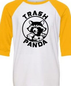 Rocket Raccoon Trash Panda White Yellow Raglan T shirts