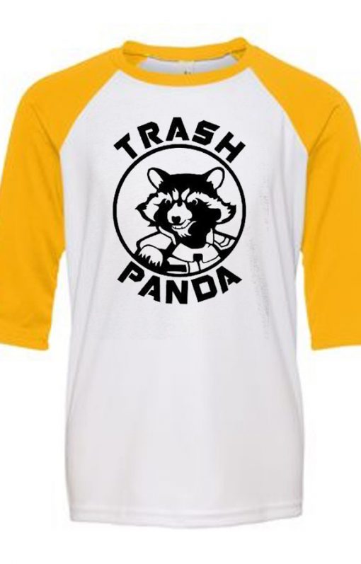 Rocket Raccoon Trash Panda White Yellow Raglan T shirts