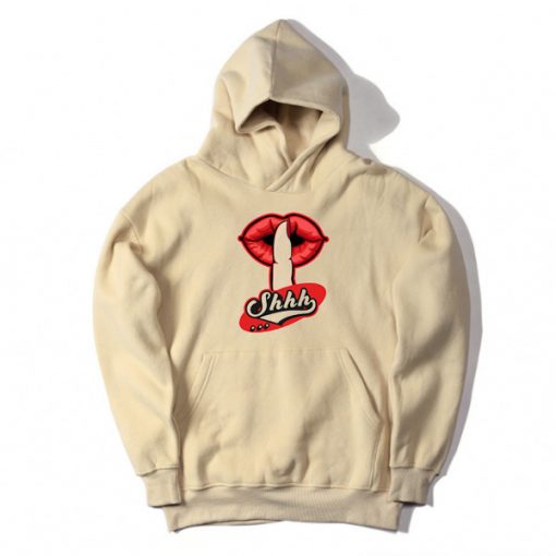 Shhh Lips Girls Cream Hoodie