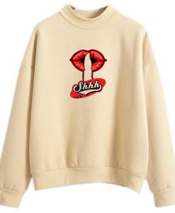 Shhh Lips Girls Cream Sweatshirts