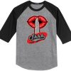 Shhh Lips Girls Grey Black Raglan T shirts