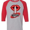 Shhh Lips Girls Grey Red Raglan T shirts