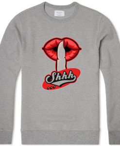 Shhh Lips Girls Grey Sweatshirts