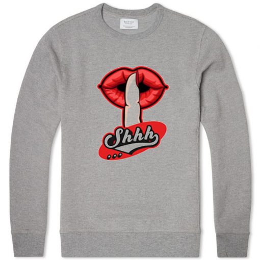 Shhh Lips Girls Grey Sweatshirts