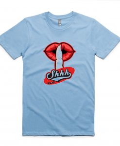 Shhh Lips Girls Light Blue T shirts