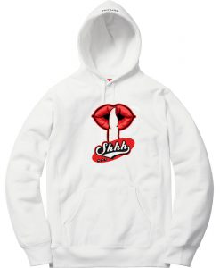 Shhh Lips Girls White Hoodie