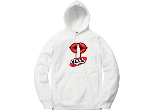 Shhh Lips Girls White Hoodie