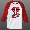 Shhh Lips Girls White Red Raglan T shirts