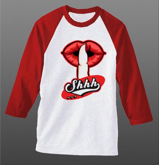 Shhh Lips Girls White Red Raglan T shirts