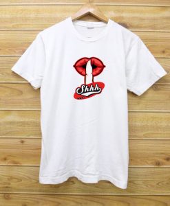 Shhh Lips Girls White T shirts