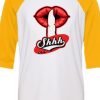 Shhh Lips Girls White Yellow Raglan T shirts