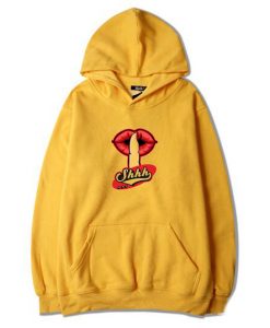 Shhh Lips Girls Yellow Hoodie