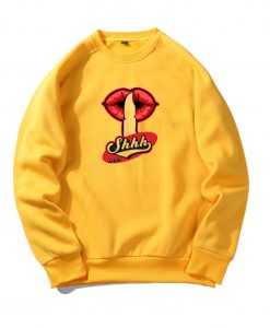 Shhh Lips Girls Yellow Sweatshirts