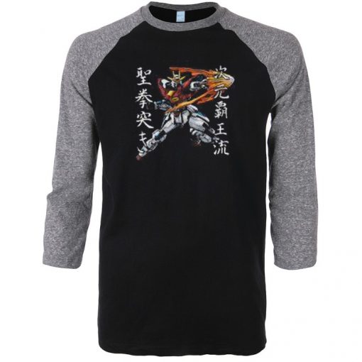 Try Burning Gundam Black Grey Raglan Tshirt