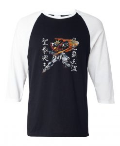 Try Burning Gundam Black White Raglan Tshirt