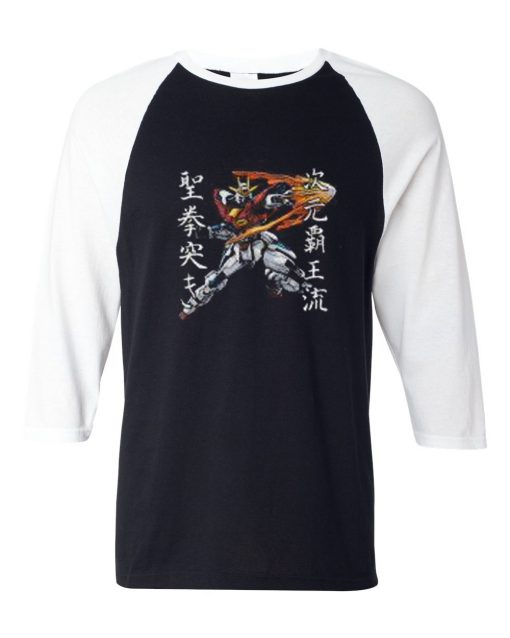 Try Burning Gundam Black White Raglan Tshirt