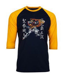 Try Burning Gundam Black Yellow Raglan Tshirt