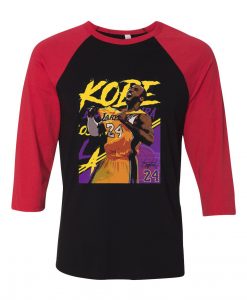 Kobe Bryant 24 Lakers Black Red RaglanT shirts