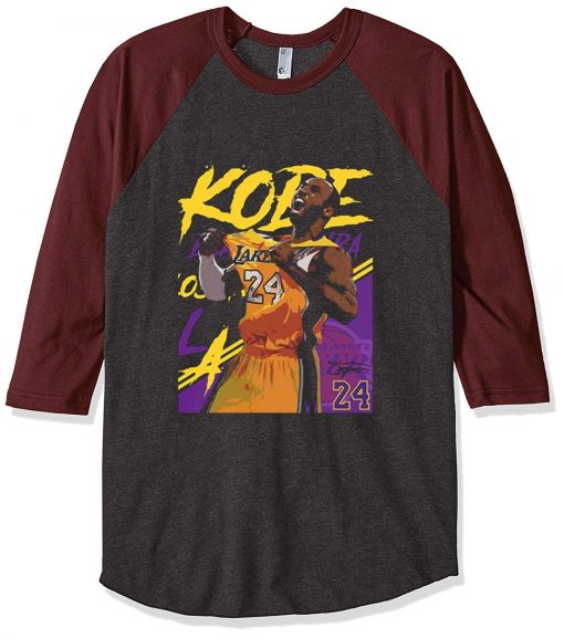 Kobe Bryant 24 Lakers Grey Brown RaglanT shirts