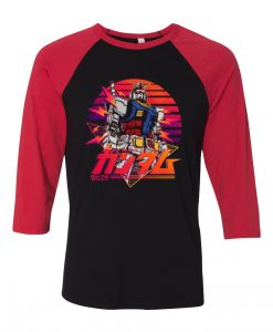 Mobile Suit Gundam Black Red Ragan T shirts