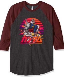 Mobile Suit Gundam Grey Brown Raglan T shirts