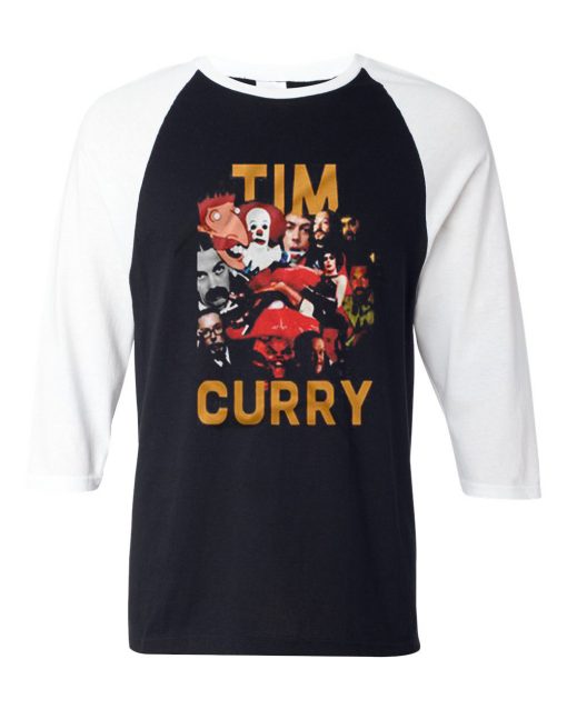 Tim Curry Horror Movies Mashup Hollywood Retro Black White Raglan T shirts