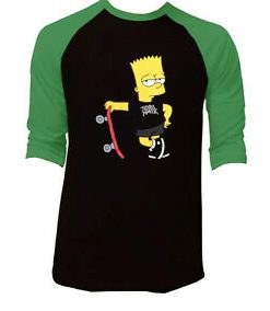 Trouble Maker The Simpsons Black Green Raglan T shirts