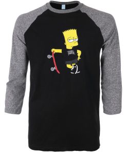 Trouble Maker The Simpsons Black Grey Raglan T shirts