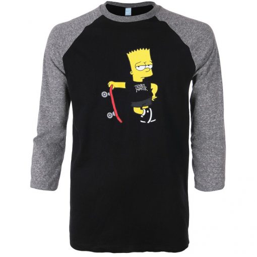 Trouble Maker The Simpsons Black Grey Raglan T shirts