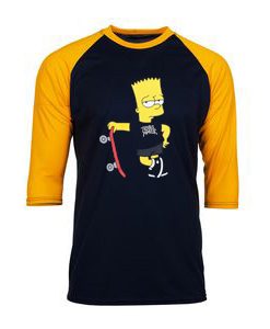 Trouble Maker The Simpsons Black Yellow Raglan T shirts