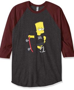 Trouble Maker The Simpsons Grey Brown Raglan T shirts