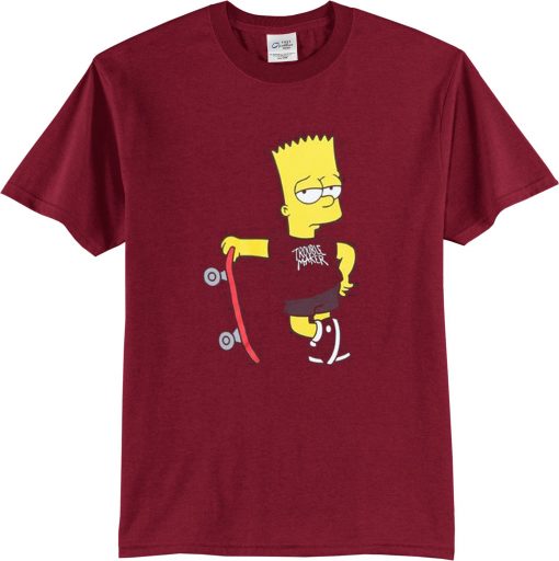 Trouble Maker The Simpsons Maroon T-Shirts