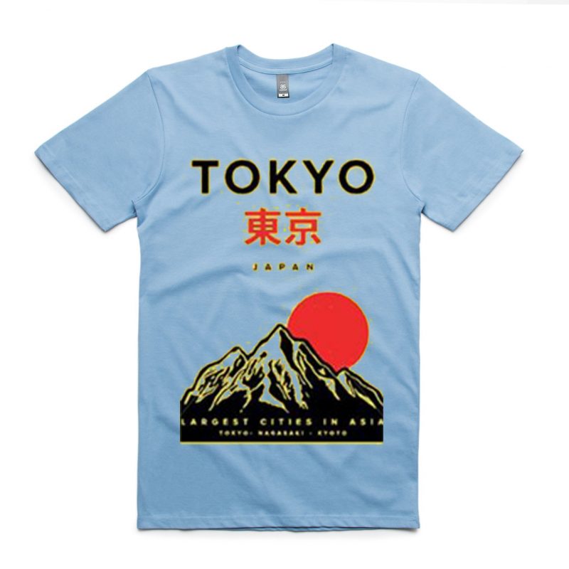 Tokyo Japan Mountain Fuji Blue Mint T shirts