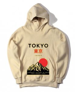 Tokyo Japan Mountain Fuji Green Cream Hoodie