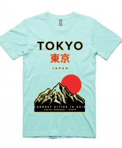 Tokyo Japan Mountain Fuji Green Mint T shirts