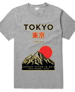 Tokyo Japan Mountain Fuji Grey T shirts