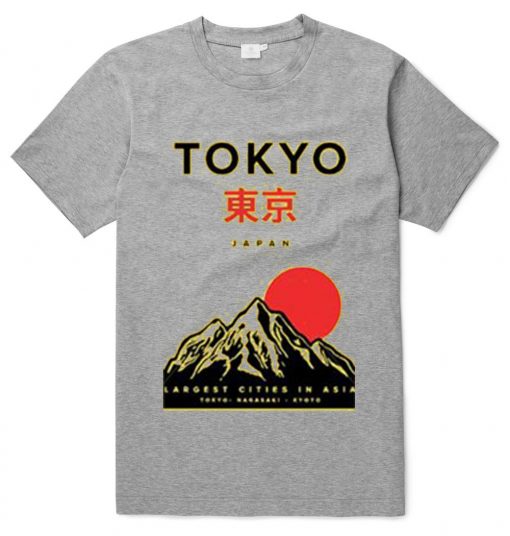 Tokyo Japan Mountain Fuji Grey T shirts