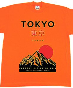 Tokyo Japan Mountain Fuji Orange T shirts