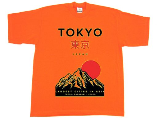 Tokyo Japan Mountain Fuji Orange T shirts