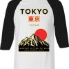 Tokyo Japan Mountain Fuji White Black Raglan T shirts