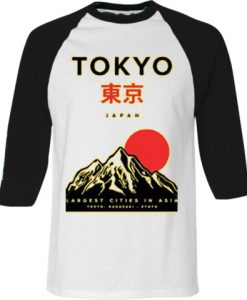 Tokyo Japan Mountain Fuji White Black Raglan T shirts