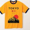 Tokyo Japan Mountain Fuji Yellow Ringer T Shirt