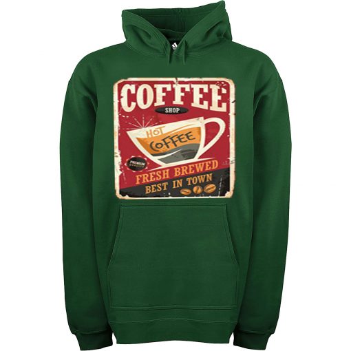 Coffee Shop Hot Coffee Green Hoodie