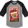 Coffee Shop Hot Coffee Grey Black Raglan T shirts