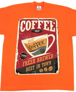 Coffee Shop Hot Coffee Orange T shirts