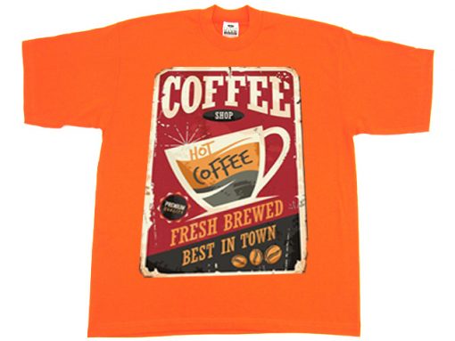 Coffee Shop Hot Coffee Orange T shirts