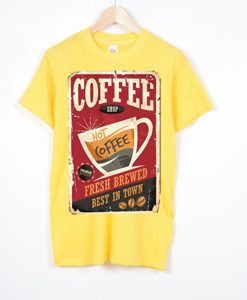 Coffee Shop Hot Coffee Yellow T Shirts