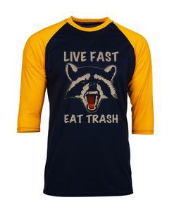 Live Fast Eat Trash Black Yellow Raglan T shirts